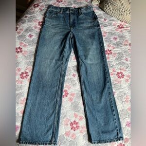 Uniqlo U Women's High Rise Straight Leg Blue Jeans Japanese Medium Wash 28x32